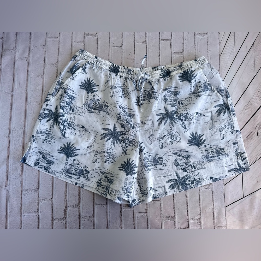 Eberjey Navy and White Tropical Print Pajama Shorts Only - Picture 2 of 8